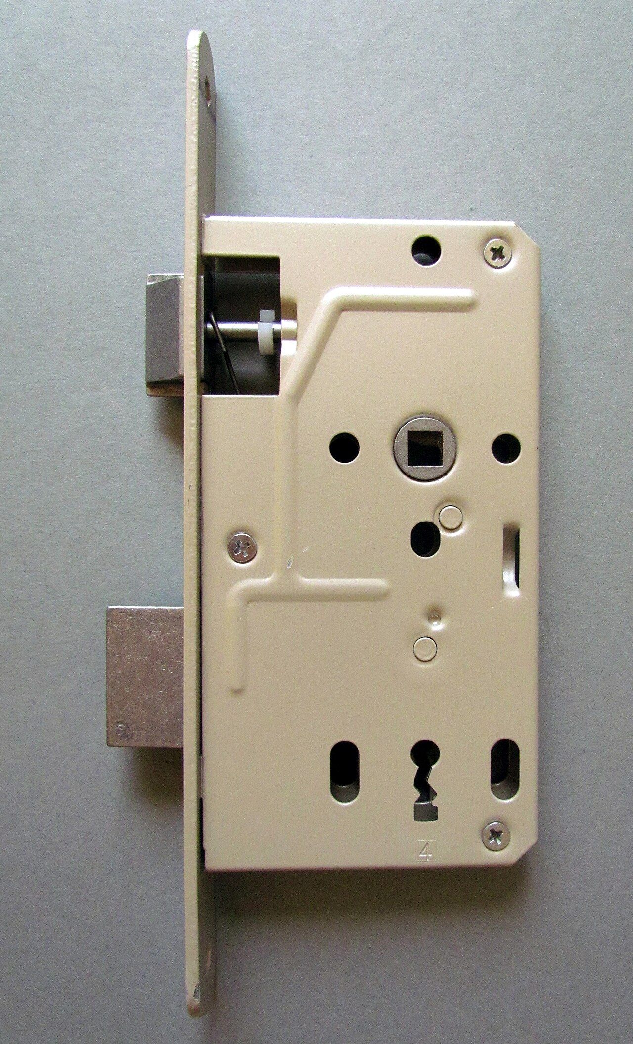 Mortise lock body internals — the mechanical core of a door lock