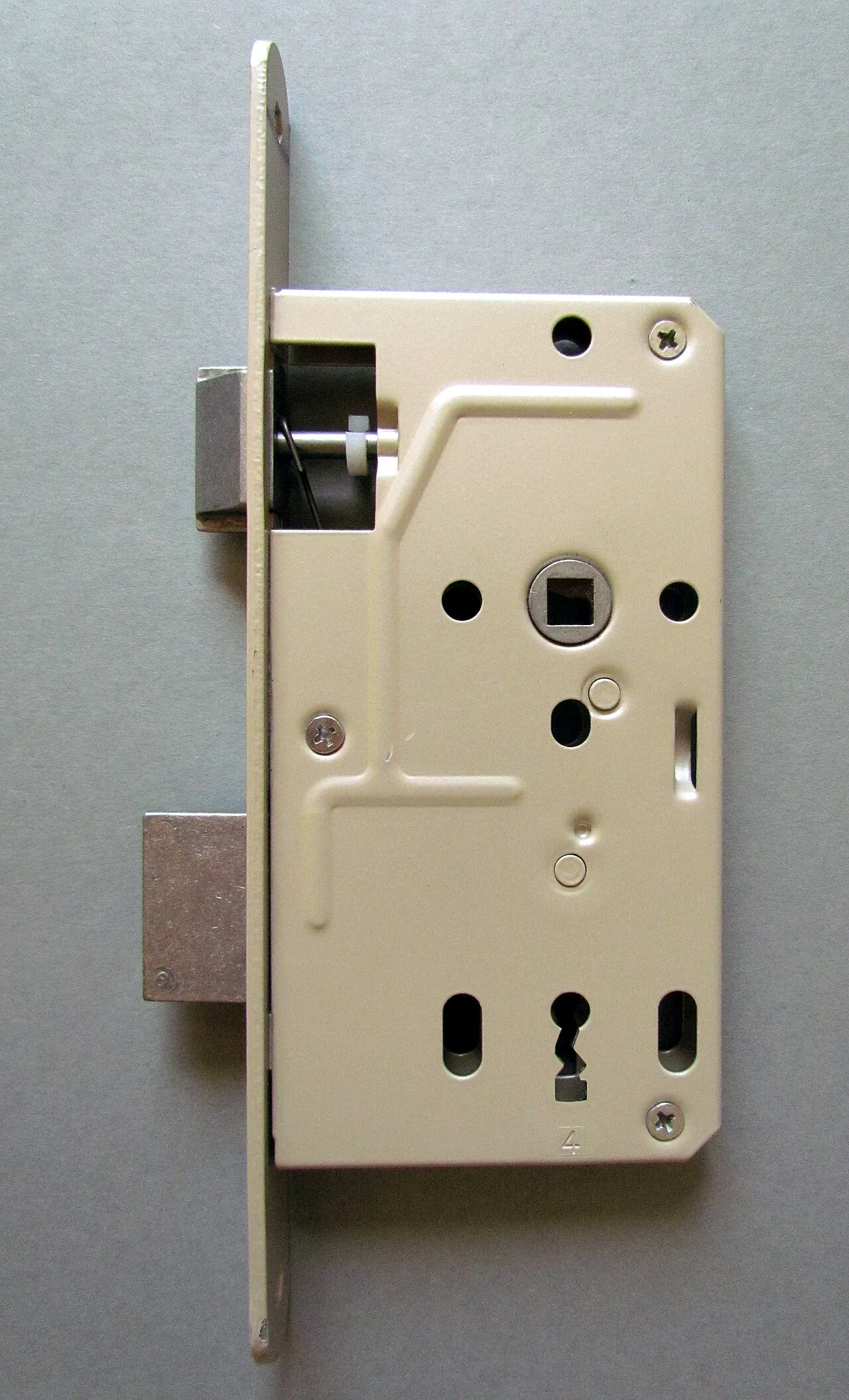 Mortise lock body internals — the mechanical core of a door lock